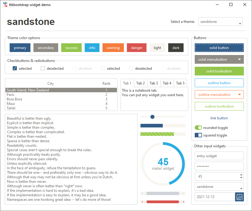 sandstone theme
