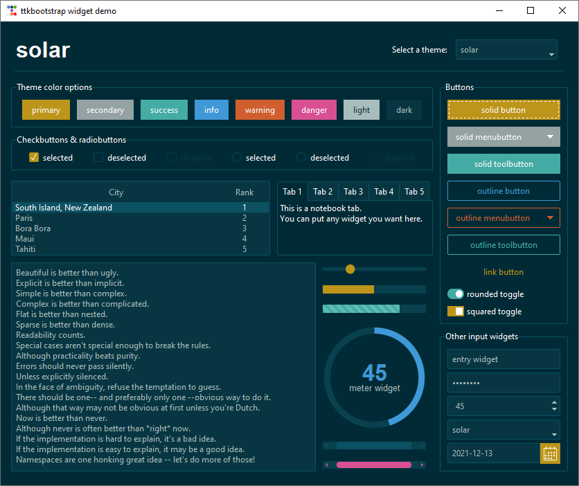 solar theme