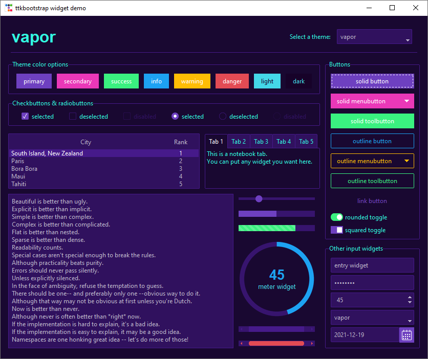 vapor theme
